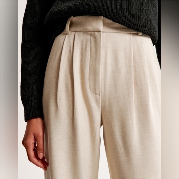 Abercrombie & Fitch Sloane Tailored Wide Leg Dress Pants In Ivory Size 26/2 - Picture 3 of 10